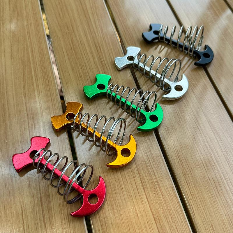 Anchor Type Fishbone Spring Fixed Tent Pegs Aluminum Alloy 4mm Thick for Outdoor Camping Deck Plank Road Windproof Rope