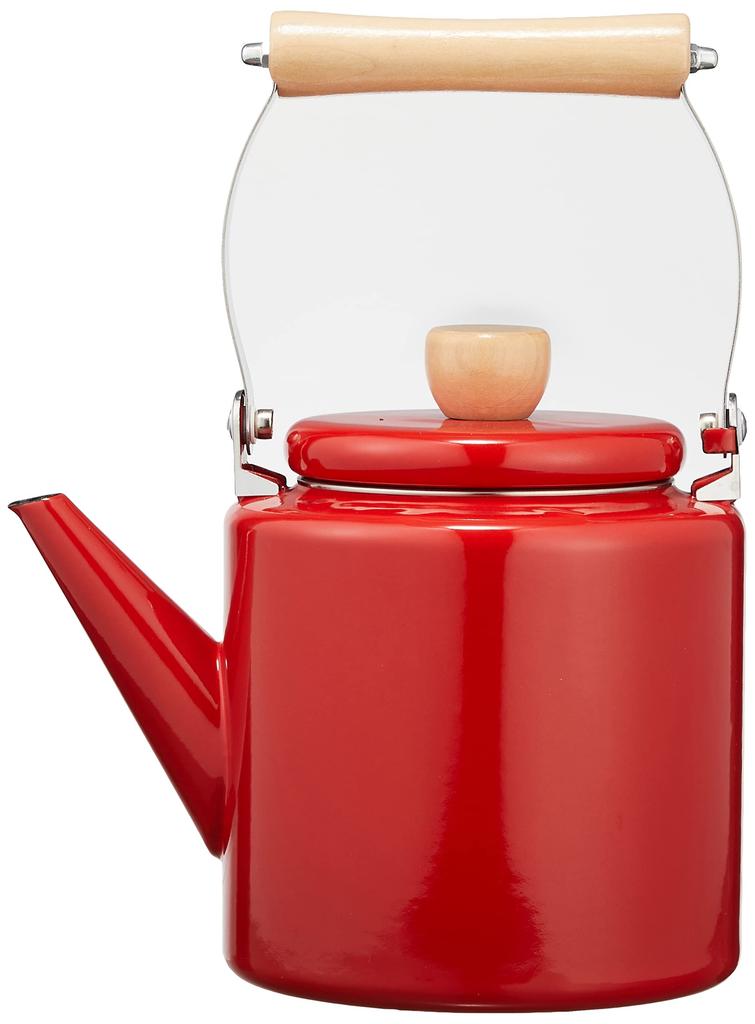 PEARL METAL Enamel Kettle Red IH Compatible Fesca 2.4L HB-929