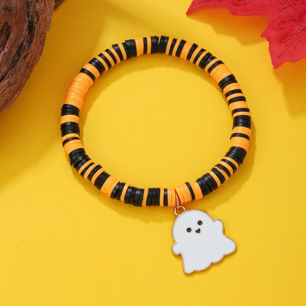 European and American Halloween Skull Pumpkin Pendant Soft Pottery Bracelet Popular Funny Alloy Pendant Bracelet