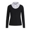 Shop   Women S Collar ShirT Layered Slim Long Sleeve T ShirT Black mSe wSh260037