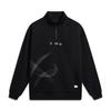 LI-NING AWDWC17-2 Unisex Sport Life Series Loose Fit Drop Shoulder Letter Print Stand Collar Long Sleeve Knit Pullover Sweatshirt