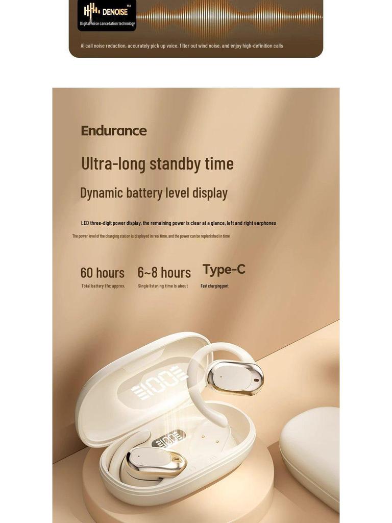 Bone Conduction Wireless Open-Ear Sports Headphones: In-Ear Bluetooth with Long Battery Life