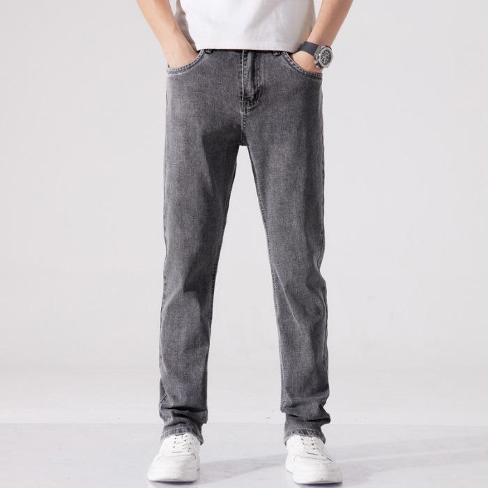 

Spring and Summer New Men s Slim Straight Retro Stretch Jeans Trousers Men 28