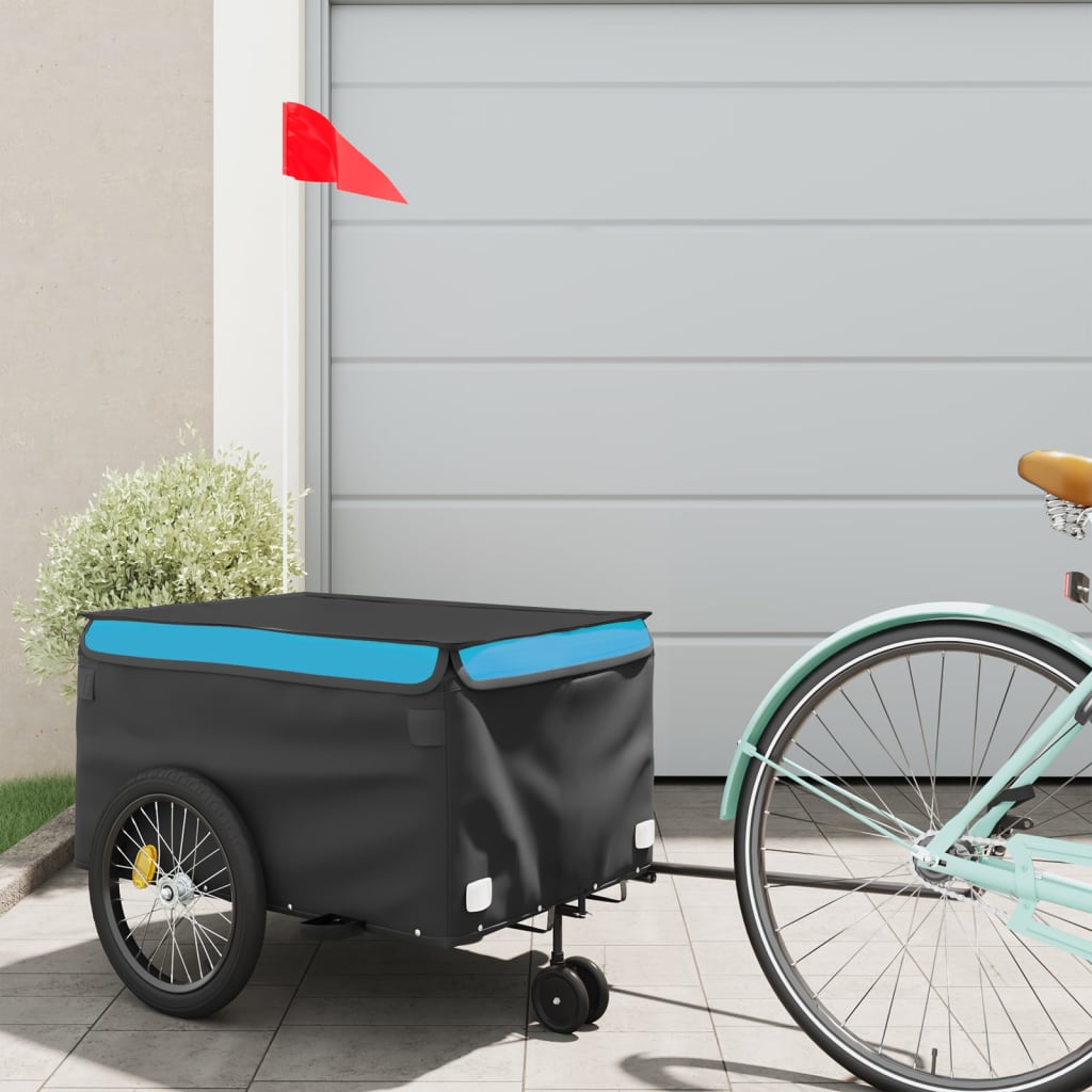 Cykelanhænger Sort og Blå 30 kg Jern