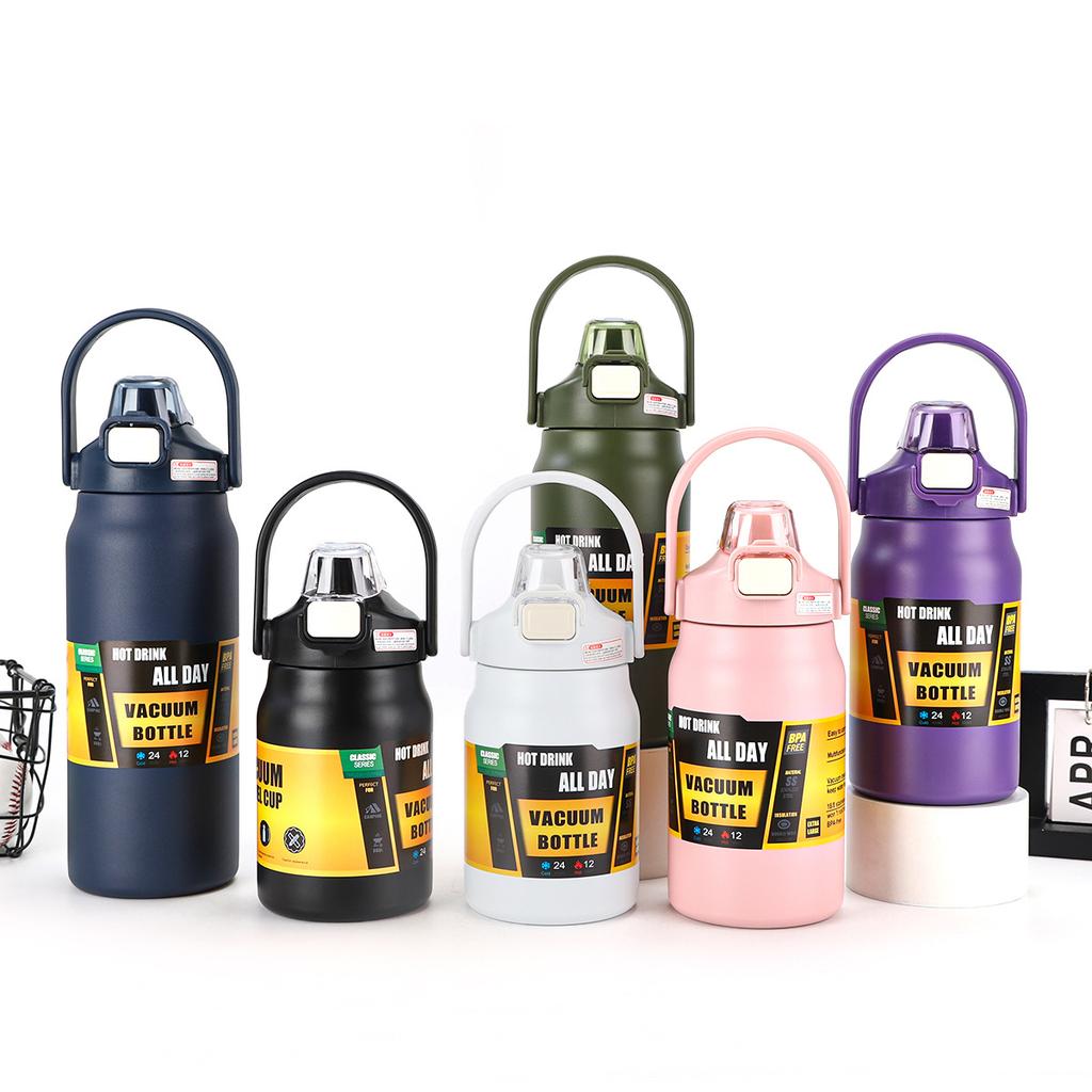 Large Travel Tumbler Thermos Mug Thickened Steel Double Wall Sports Water Bottle Vacuum Flask
