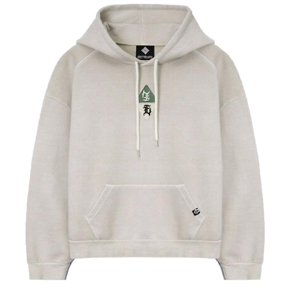 Ev E Emblem Patch Pigment Hood (Ivory)