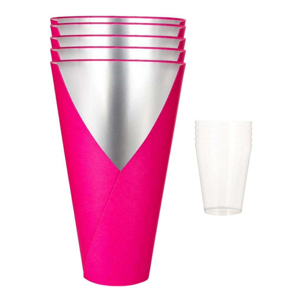 Cutie Decorativă cu Aranjament Floral, 5 Bucăți, cu Accesoriu Liner din PP, DIY Eveniment, Accesorii Florărie, Ușoară, Rezistentă la Apă