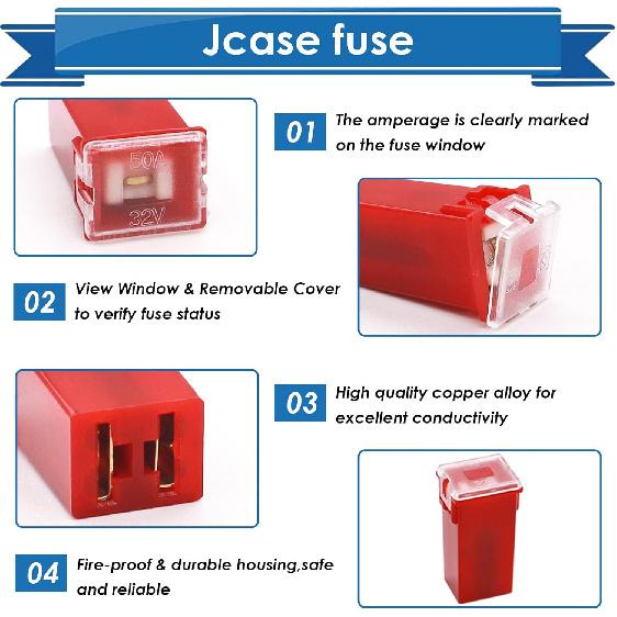 36Pcs Jcase Fuse Car Fuses Assortment Kit Automotive Tall/Standard and Low Profile Jcase Box Shaped Automotive Fuses for Trucks Cars and SUVs (20A,