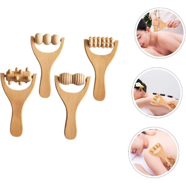 4pcs Wooden Massage Tools Ergonomic Wood Massager for Full Body Relief for Neck Back Legs Arms and Feet Lightweight and Portable for Home and Travel