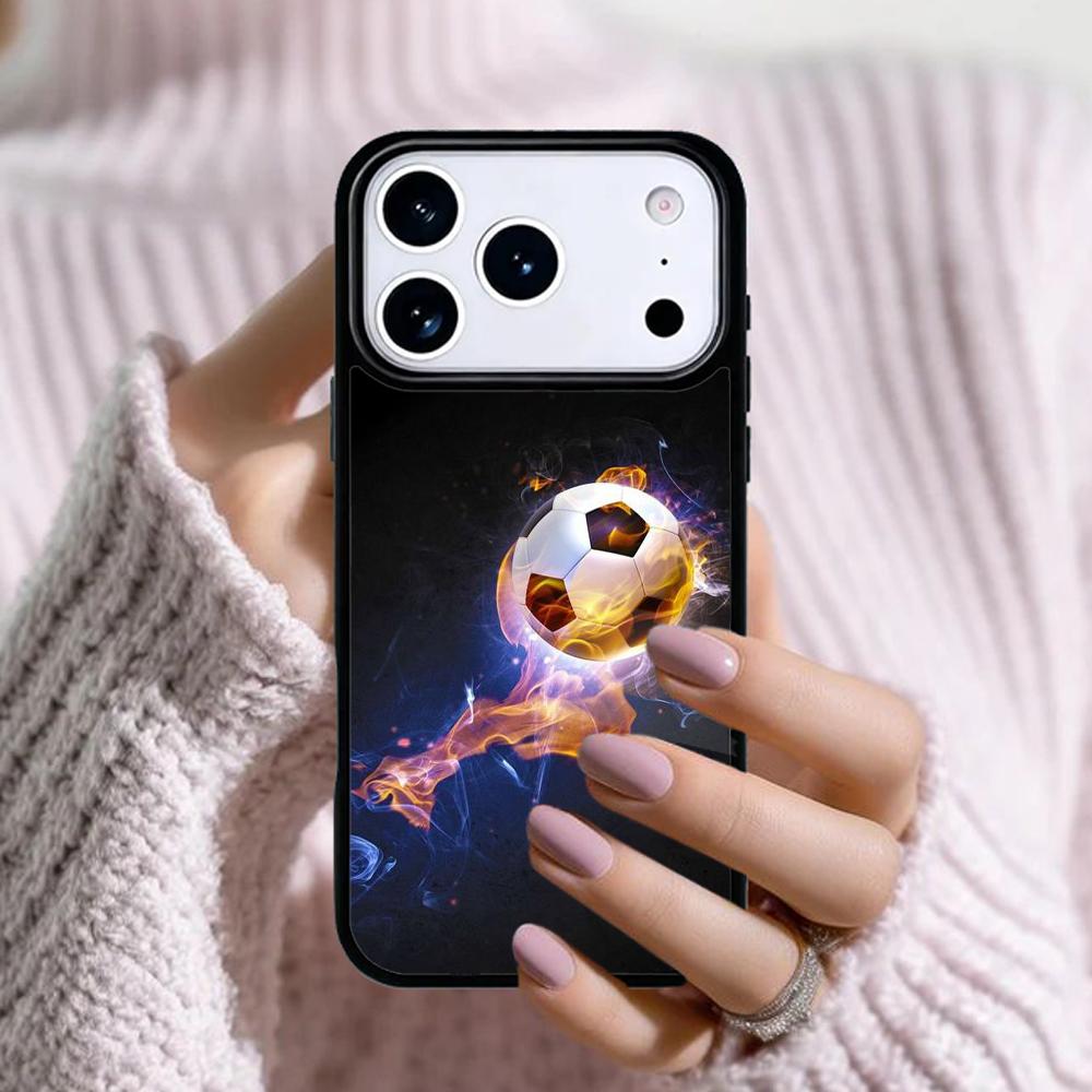 Ball Fire Football Phone Case For Apple iPhone 17 Air 16E 15 14 Plus 13 12 11 Pro Max Mini Funda Cover