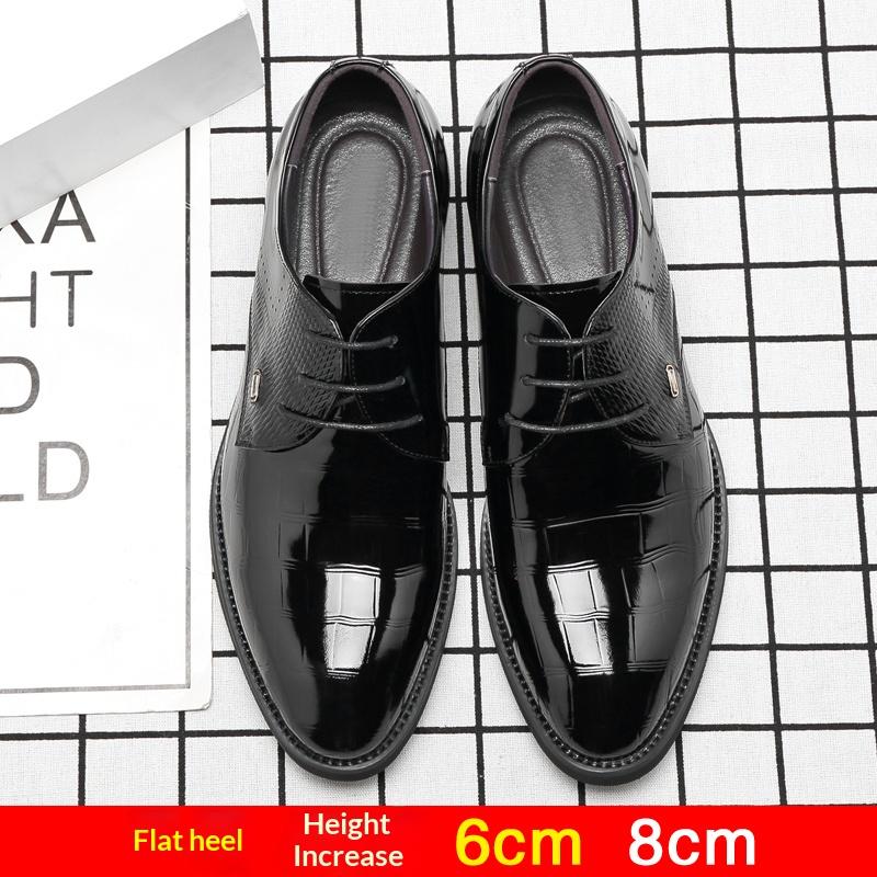 Mens Elevator Shoes 6/8CM Height Increase Invisible Hidden Formal Oxford Derby Leather Dress Shoes for Wedding Business Lace Up