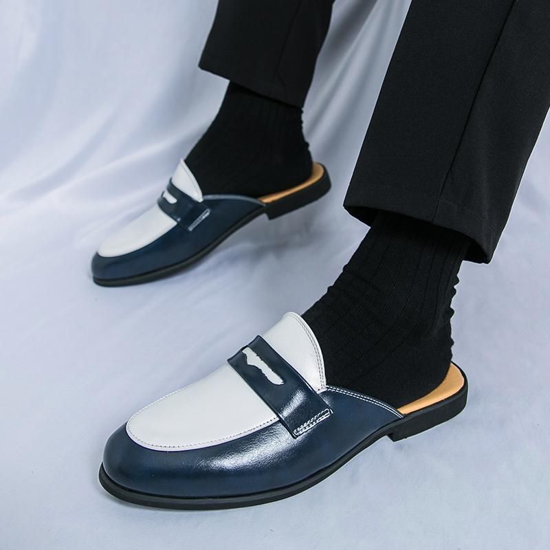 Fashion Summer Luxury Brand Slippers Men Casual Shoes Slip-on Fashion Platform Half Loafers Men Lightweight Leather Sandals Plus Size 46