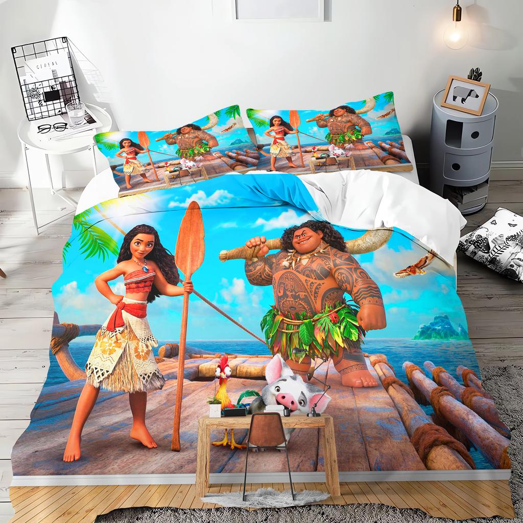 Moana Princess Anime Home Bedroom Comforte Nordic polyester material suitable for children and adults 2/3-piece set