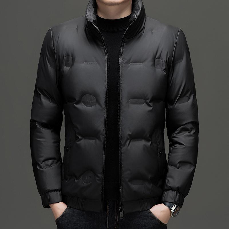 Winter Casual Solid Color Versatile Warm Men'S Stand-Up Collar Down Jacket Popular Middle-Aged Dad Jacket