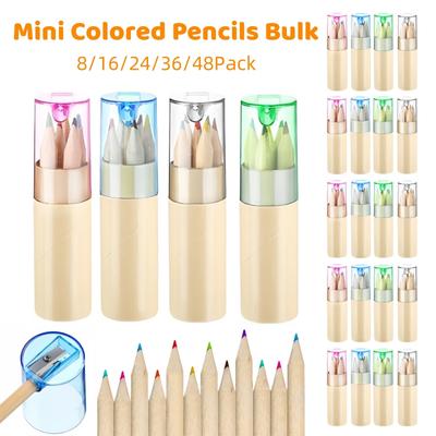 8-48Pack Mini Colored Pencils 3.5" Coloring Drawing Pencil with Sharpener for Kid Party Favors Halloween Writing Sketching Gifts