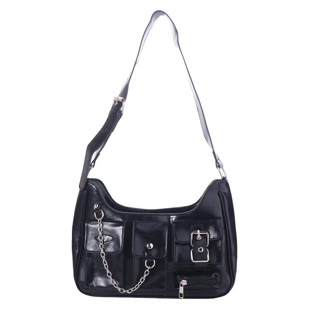 Elegant Y2K PU Crossbody Bag Harajuku Pocket Leather Handbag Gothic Wallet Underarm Shoulder Bag Outdoor