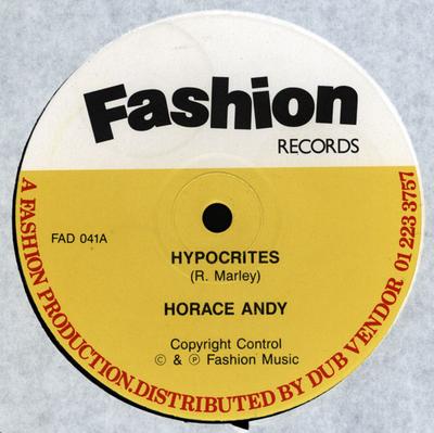 12-дюймовая пластинка HORACE ANDY - Hypocrites FAD041 Fashion Records 1985 UK Регги, Ска и Даб Б/У