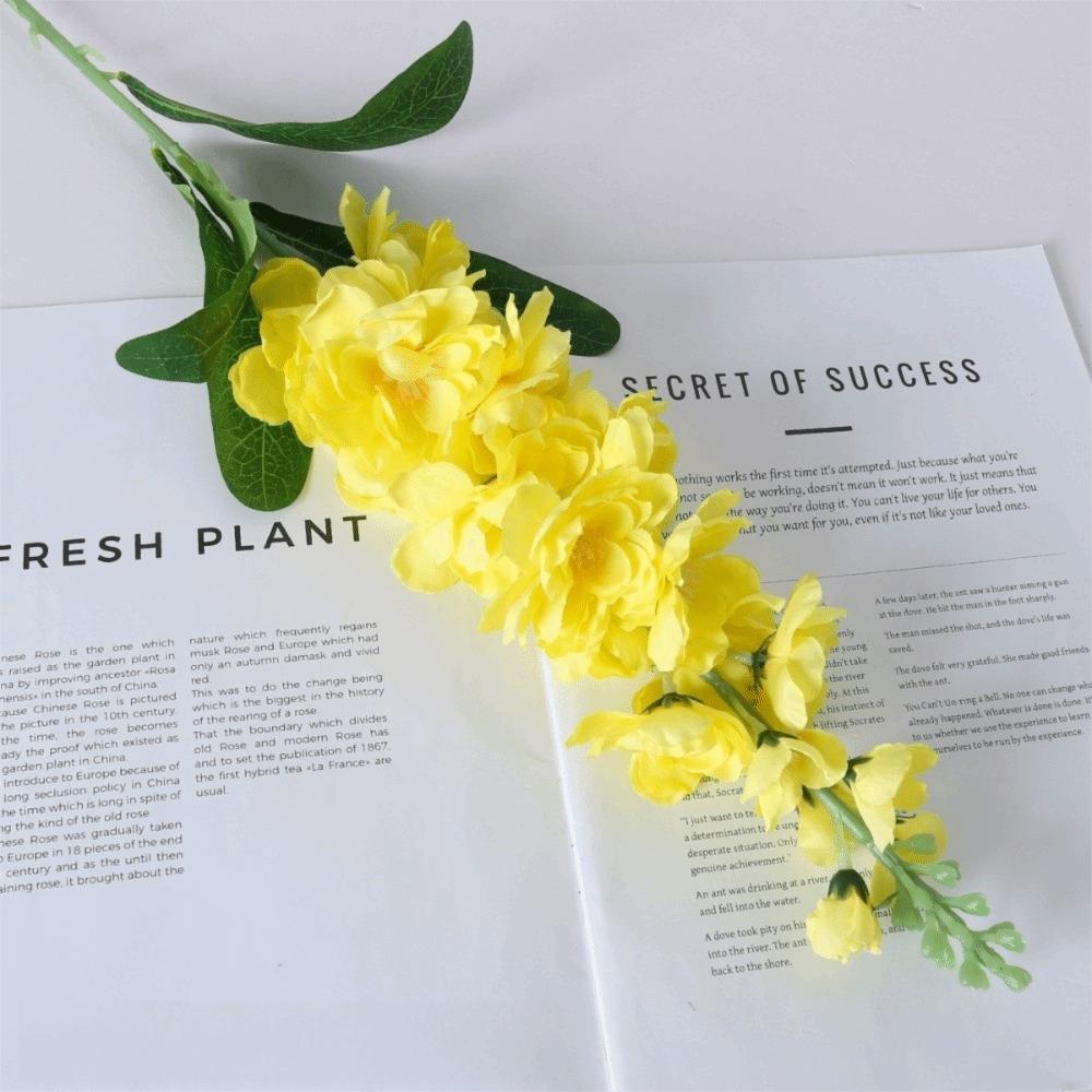 3D 85cm Artificial Violet with Leaves Long Stems Faux Larkspur Fake Bouquet Wedding