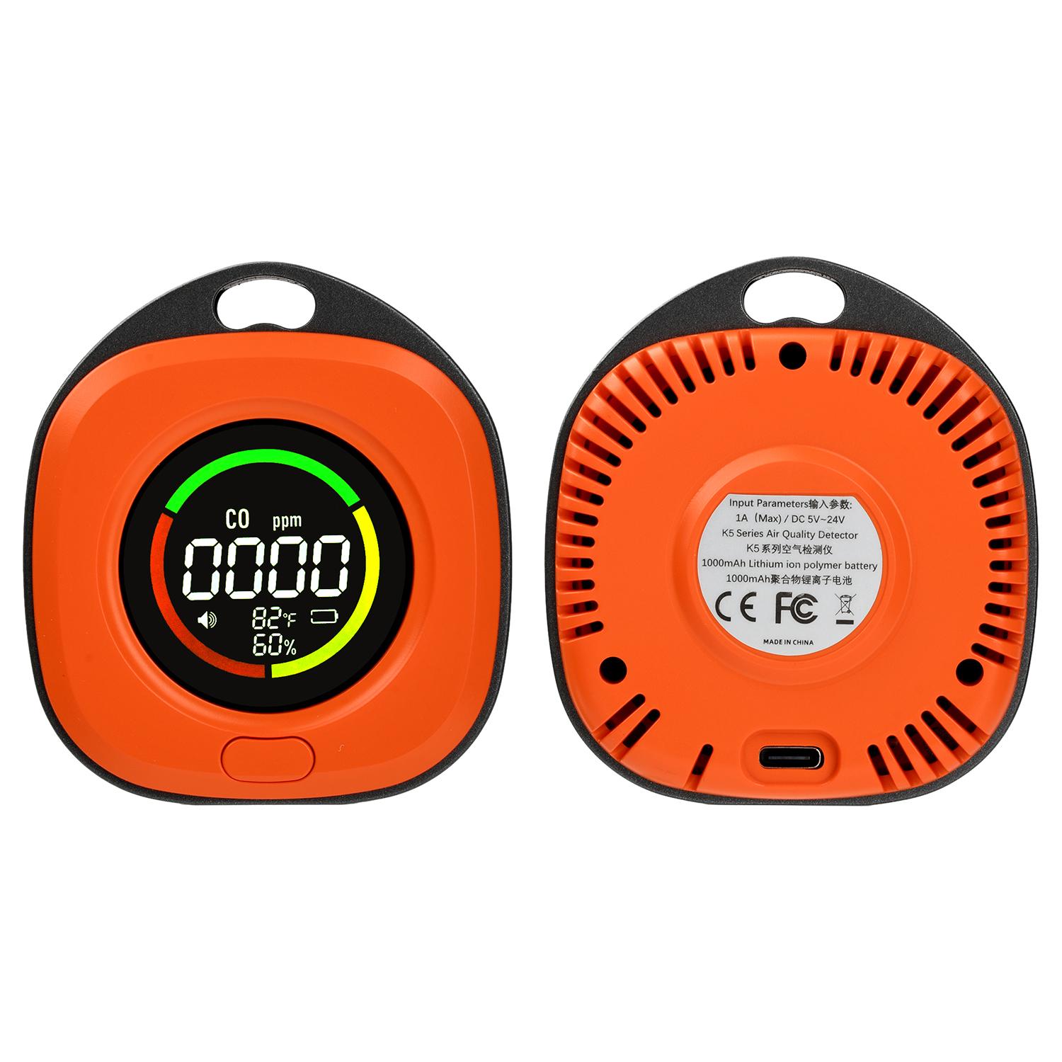 

K5D DC 5V~24V High-Precision Carbon Monoxide Detector Real-Time Temperature Humidity and CO Gas Monitoring Device with Type C оранжевый