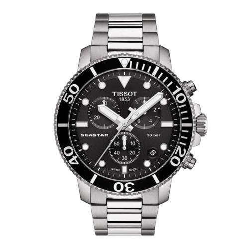 Tissot Seastar 1000 Chronograph Watch with Bracelet, T1204171105100, Men's, Black Dial