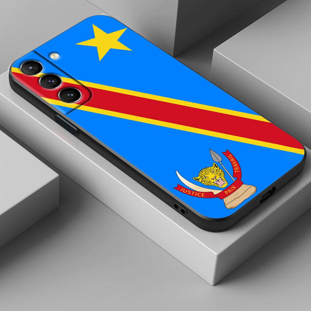 Phone Case For Samsung Galaxy S24 Ultra Case S23 S21 S20 FE S22 Plus Note 20 Ultra Silicone Cover Democratic Republic Congo Flag