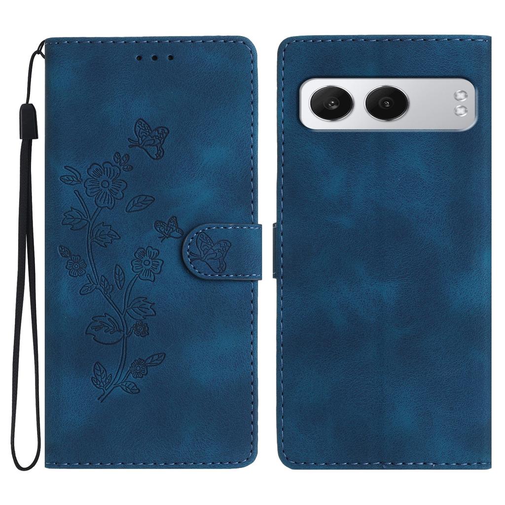 For OnePlus Nord 4 Case Leather Imprinted Flower Phone Cover Wallet with Wrist Strap