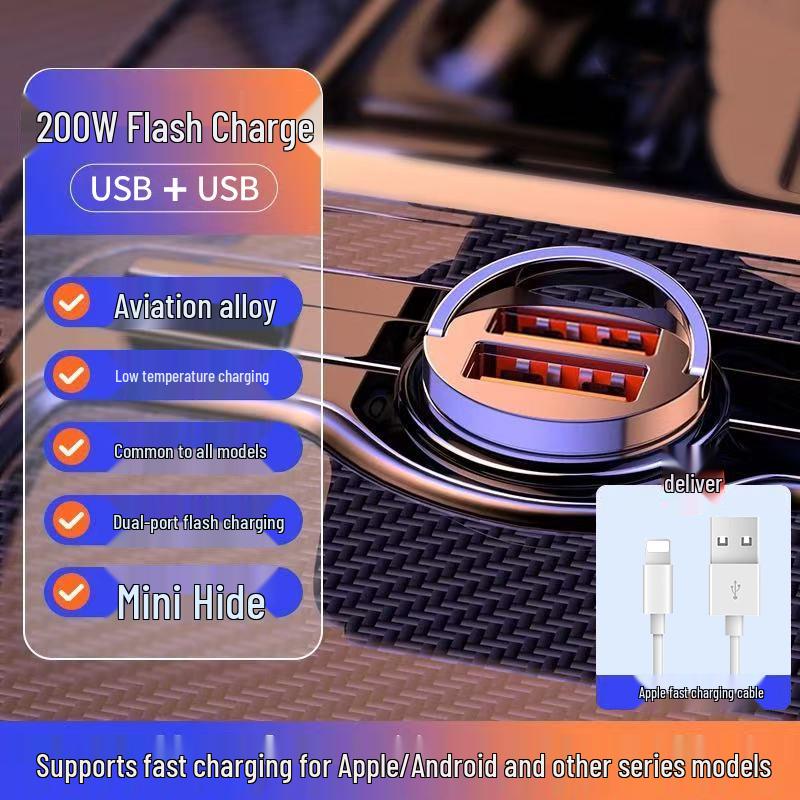 Fast Charging Car Adapter for Huawei, Xiaomi, and Apple - 16W Cigarette Lighter PD Charger