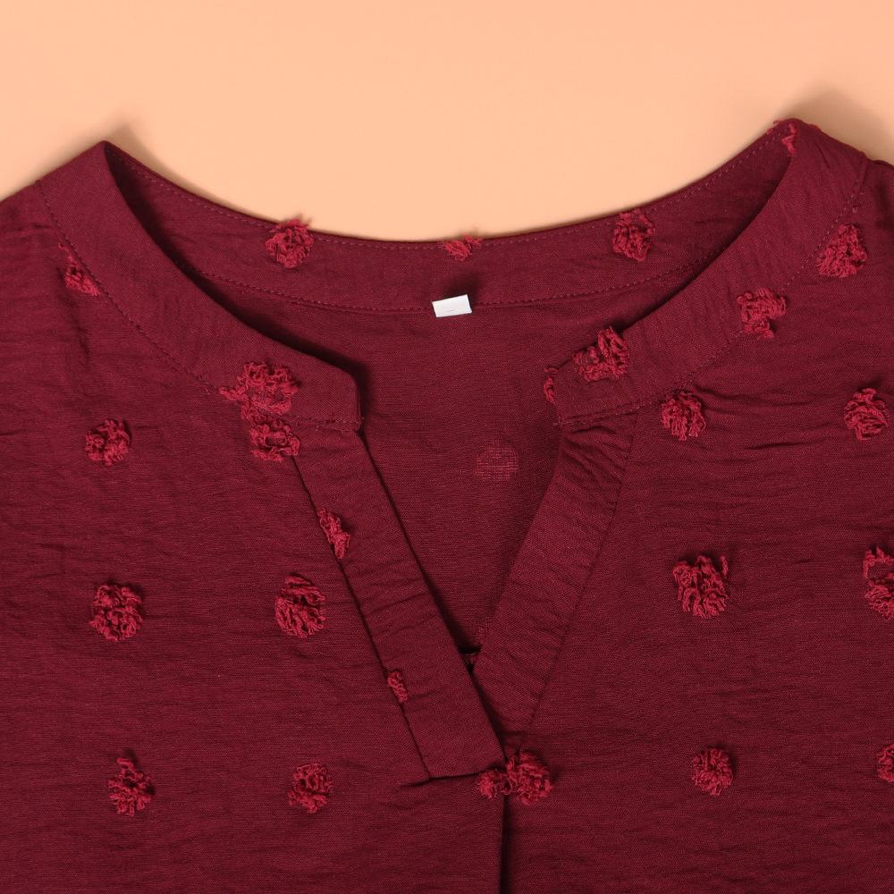 GMXIA Modische, lässige, einfarbige, kurzärmlige T-Shirts und Tops mit V-Ausschnitt für Damen