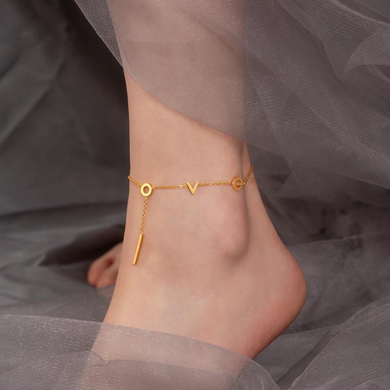 Tide Double-Layer Heart Anklet: 18K Gold-Plated Titanium Steel, Non-fading Fashion Light Luxury for Women