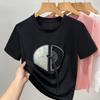 New Chinese Style White Short-sleeved T-shirt for Women's New Chinese Style Women's Round Neck Cotton T-shirt Short Ironing Top