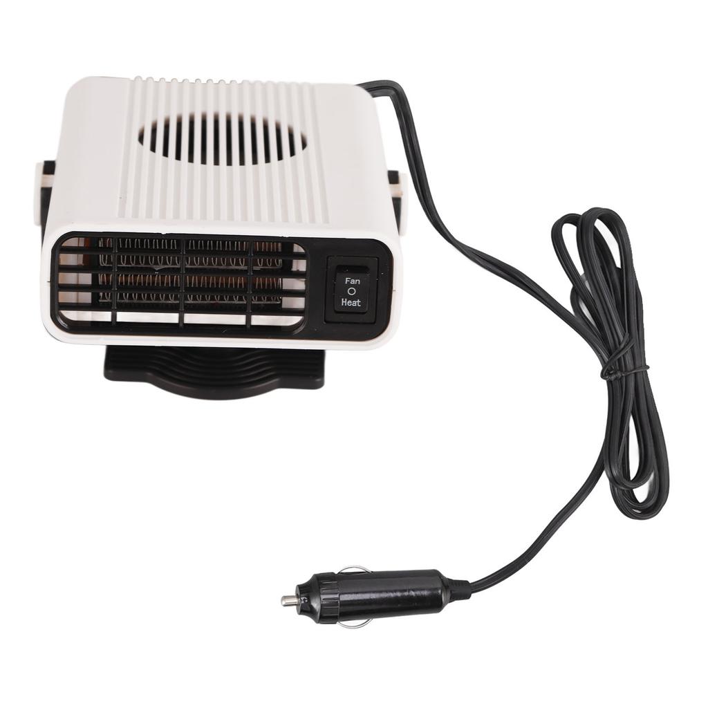 Car Heater 360 Degree Rotating Quick Heating Portable Cigarette Lighter Defogger Defroster for Truck 24V White
