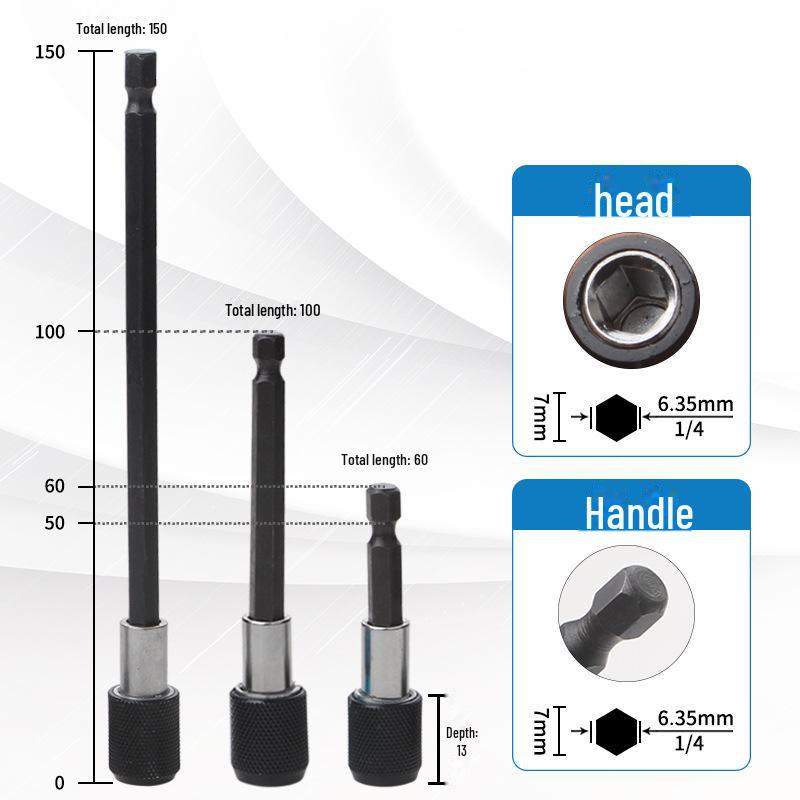 6.35mm Magnetic Hexagonal Self-Locking Extension Rod for Electric Drill