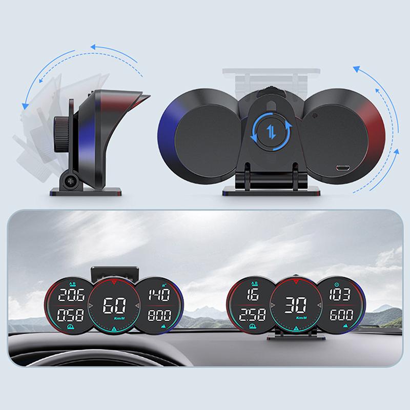 Autofahrinformationen HUD-Tachometer mit Lichtgeschwindigkeits-Kilometerstand-Head-Up-Display GPS-Kompass Überdrehzahlalarm für Lkw-Fahrzeuge