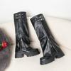  High Boots Square Head Thick Sole Thick Heel High Heel Belt Buckle Side Zipper Pipe Boots But Knee Trouser Boots Knight Boots