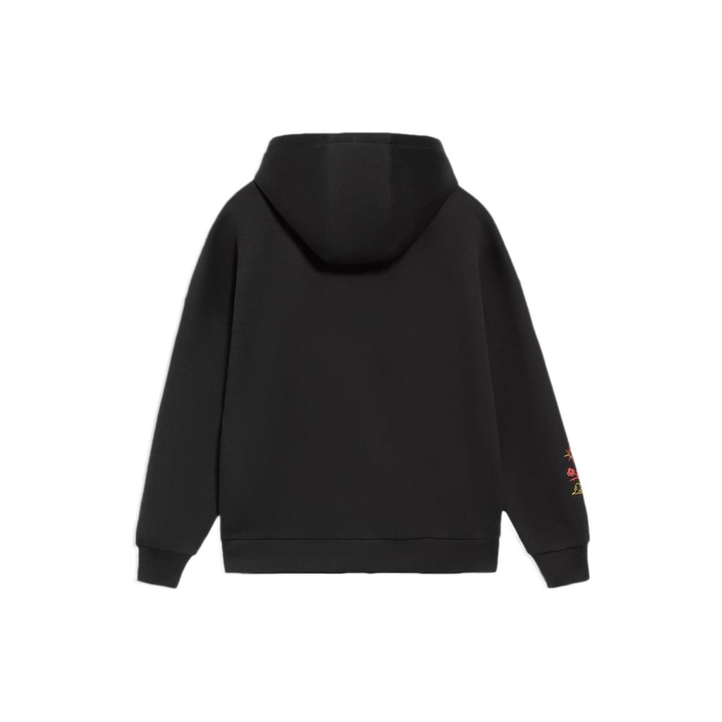 Li Ning Sports Lifestyle Serie Musterbesticktes Einfarbiges Kapuzen-Pullover-Sweatshirt Damen Sweatshirt Schwarz AWDS372-3