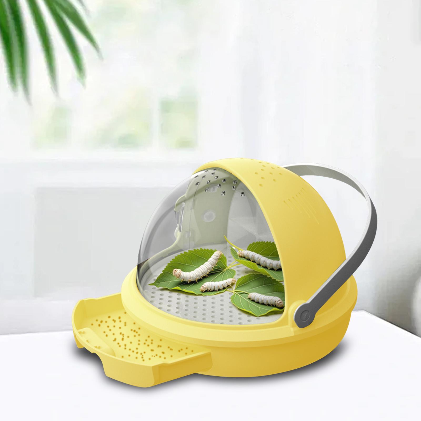 

Reptile House Silkworm Container Cage Observation Breeding Box for Silkworm Grow and Easy Transport жовтий