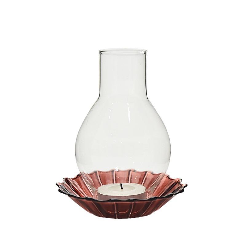 

Zen Inspired Glass Candle Holder Retro Windproof Candlestick for Candles Home Desktop Ornament Minimalist Candlestick Room Decor