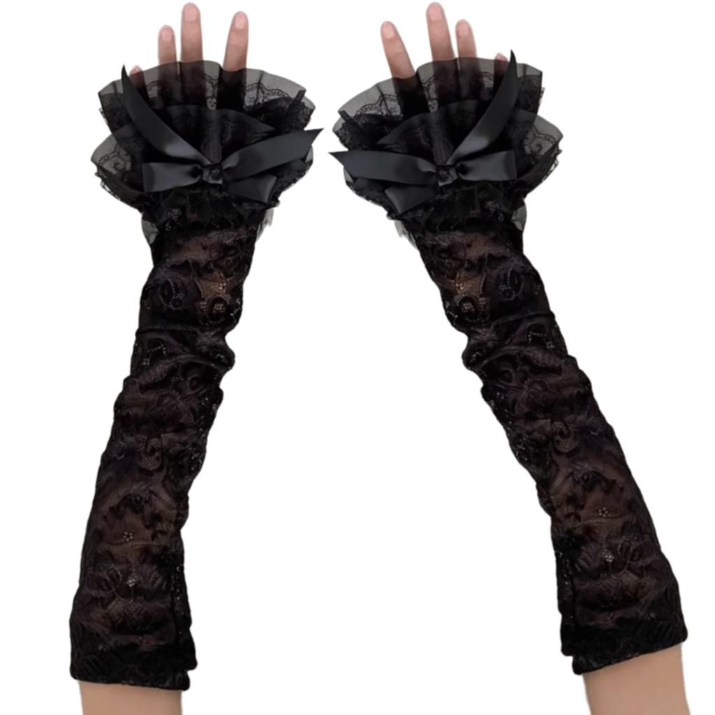 Bride Gloves Wrist Warmer Gloves Lace For Halloween Fingerless Gloves Wrist Warmer Sleeve Winter for Teens