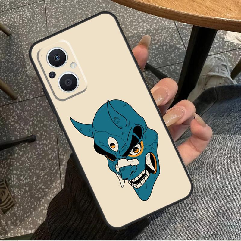 Japanese Oni Hannya Demon Mask For OPPO Reno 11F 12F 13F 14F 8T 10 11 12 13 14 Pro 8 7 Lite OPPO Find X8 X6 X5 X9 Pro Case