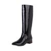 Fashion Autumn Winter Woman Boots Square Heel Knee-High Pointed Toe Patent Leather Boots Comfortable Low Heel Party Dress Dance Shoes