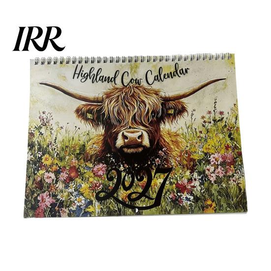 Ink Proof Planner Highland Cow Calendar 2027, 12 Month Wall Hanging with Monthly Planning Large Daily Blocks, Home Office Organizer, Lover Gift 1pc