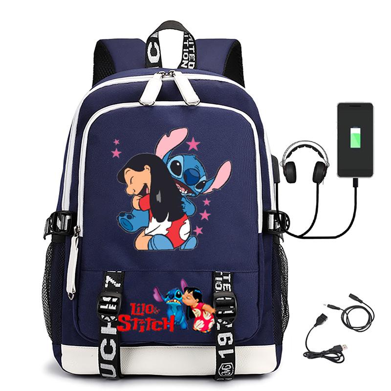 Large Capacity Backpack Printed Student USB School Bag