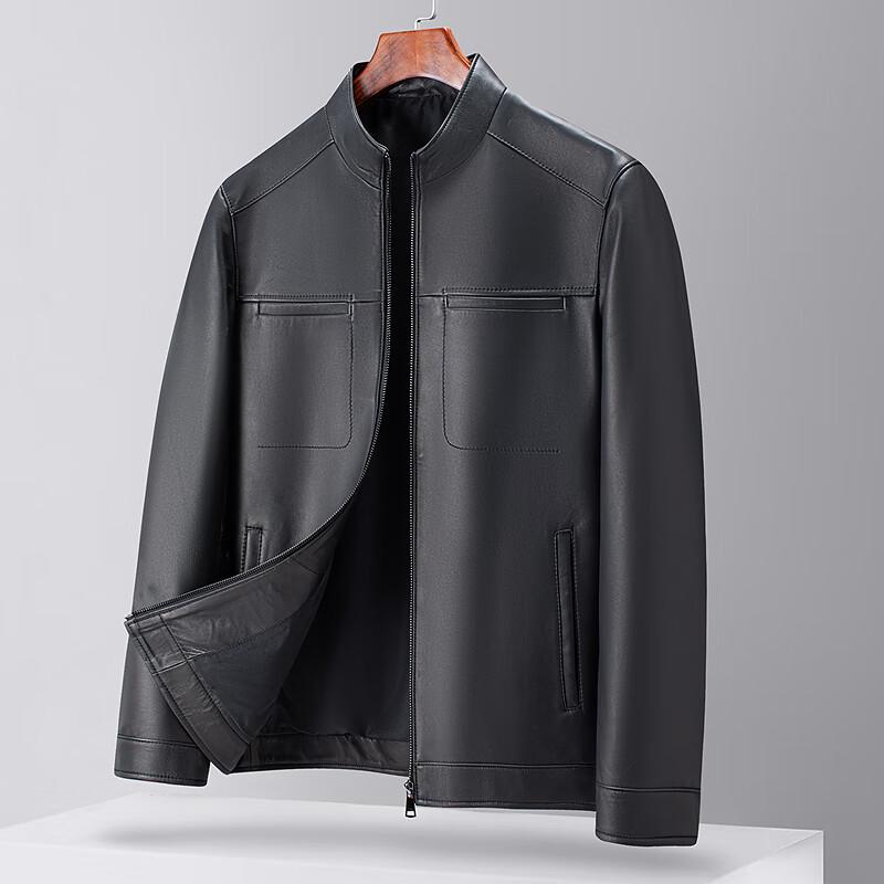 FAPAI Men's Stand-Collar Genuine Leather Jacket