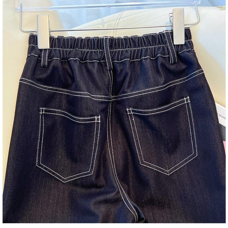 DIMANAF 2025 Plus Size Autumn Women Jeans Pants Denim Wide-leg pants Elastic Denim Blue High Waist Trousers Oversize Fashion New Pants 5XL