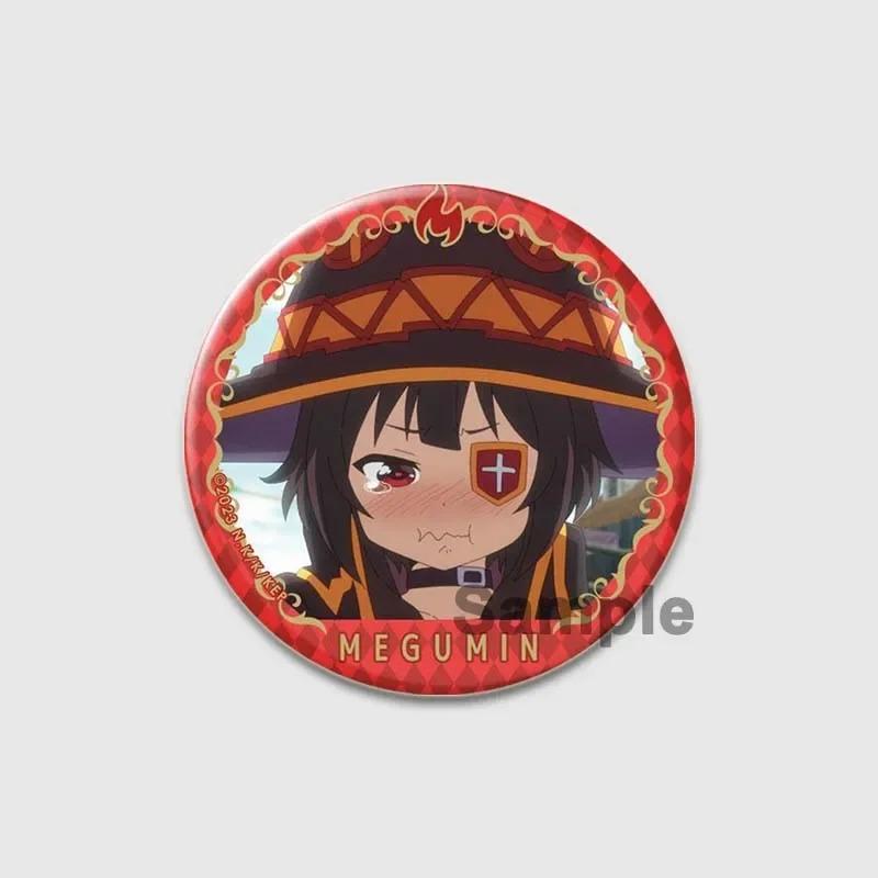 32/44/58mm Anime KonoSuba Brooch Pin Cartoon Figure Megumin Aqua Badge Button Pin Cosplay Souvenir Toy Gift Backpack Clothes Accessories
