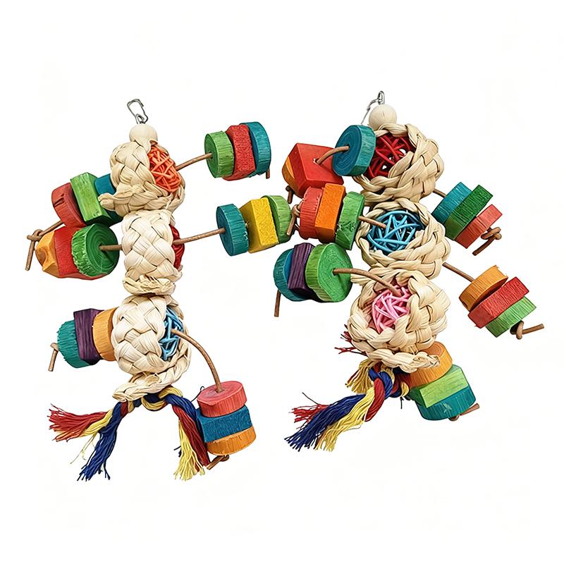 Natural Chewable String for For Bird Parrot Toy Boredom Relief Intelligence-Boosting Colorful Decor for Bird Cages Parrot Supply