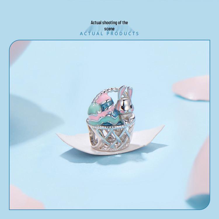 Yinziyun Sterling Silver Easter Egg Rabbit Bracelet Kit with S925 Beads and Spacers