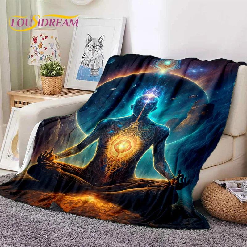 3D Yoga Meditation Rainbow 7 Chakra HD Soft Flannel Blankets,Throw Blanket Comfortable Blanket for Picnic Beds Home Bedroom Gift