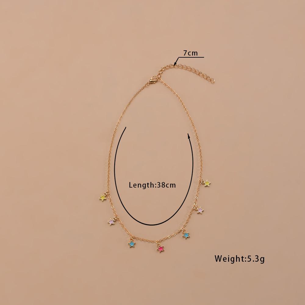 INS Style Sweet Colorful Little Star Pendant Necklace Women's Fashion Classic Jewelry Gift Accessories