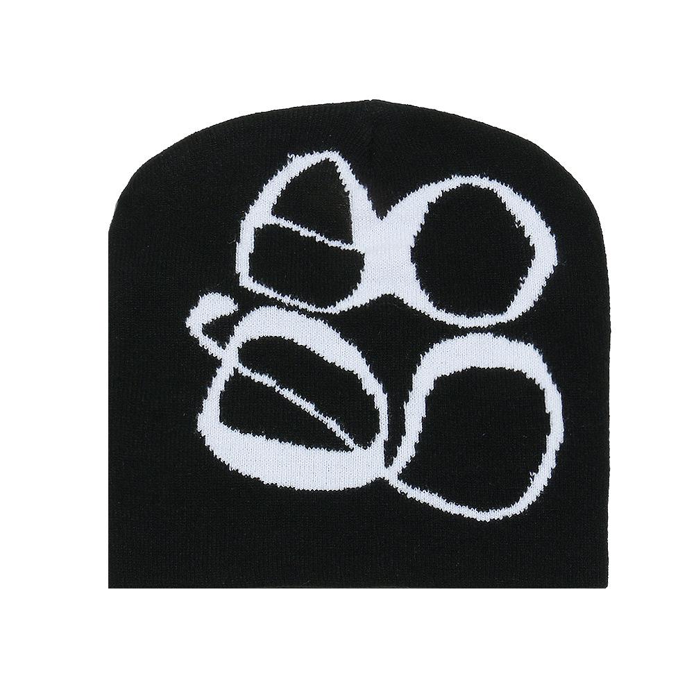 

Вязаная шапка Y2K готическая жаккардовая шапка от холода с буквенным принтом жаккардовая шапка-пуловер теплая вязаная шапка M（56-58cm）